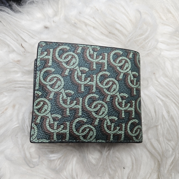 Coach NWT Genuine Leather 3 in 1 Monogram Amazon Green Wallet & ID Insert - Picture 3 of 6